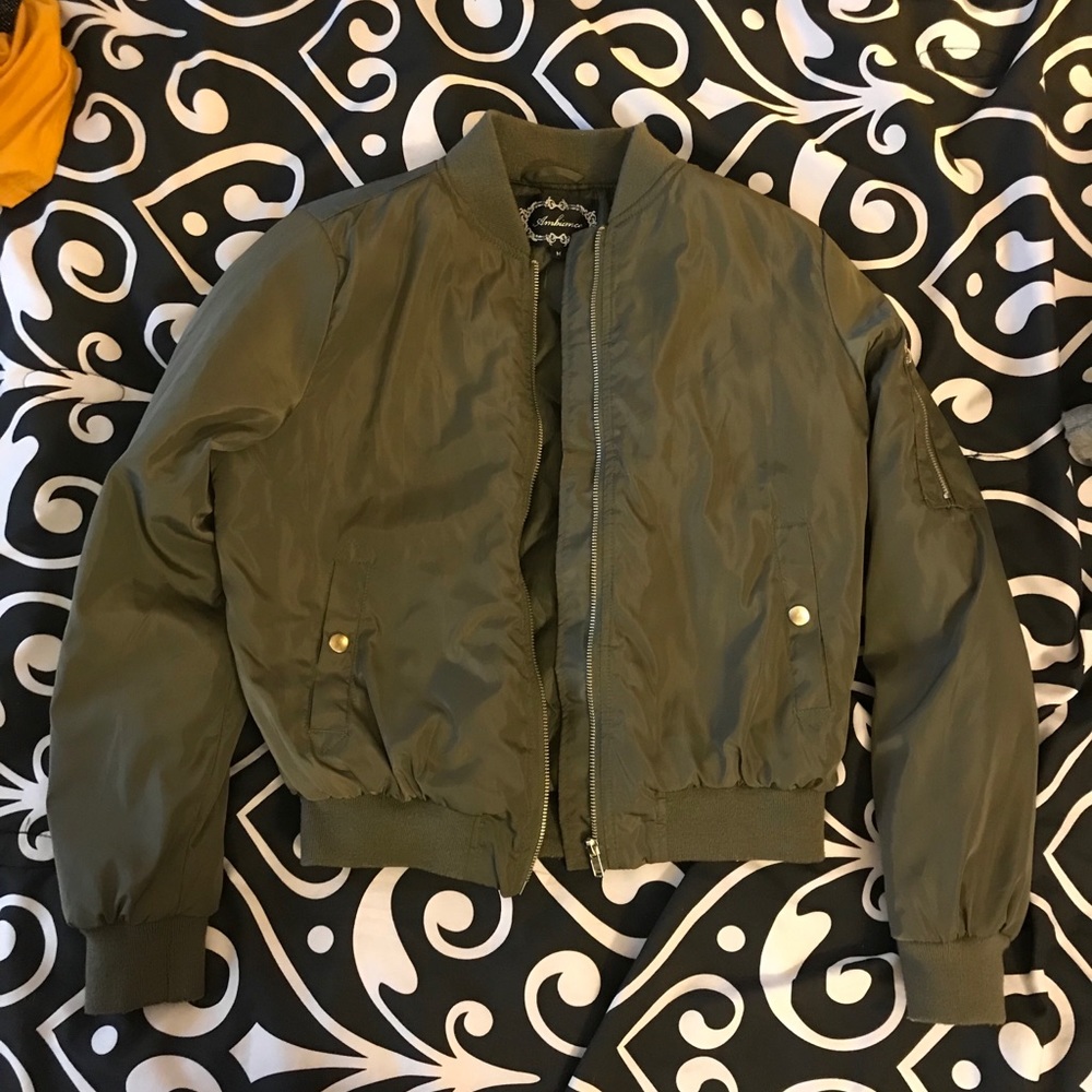 Army green bomber jacket
